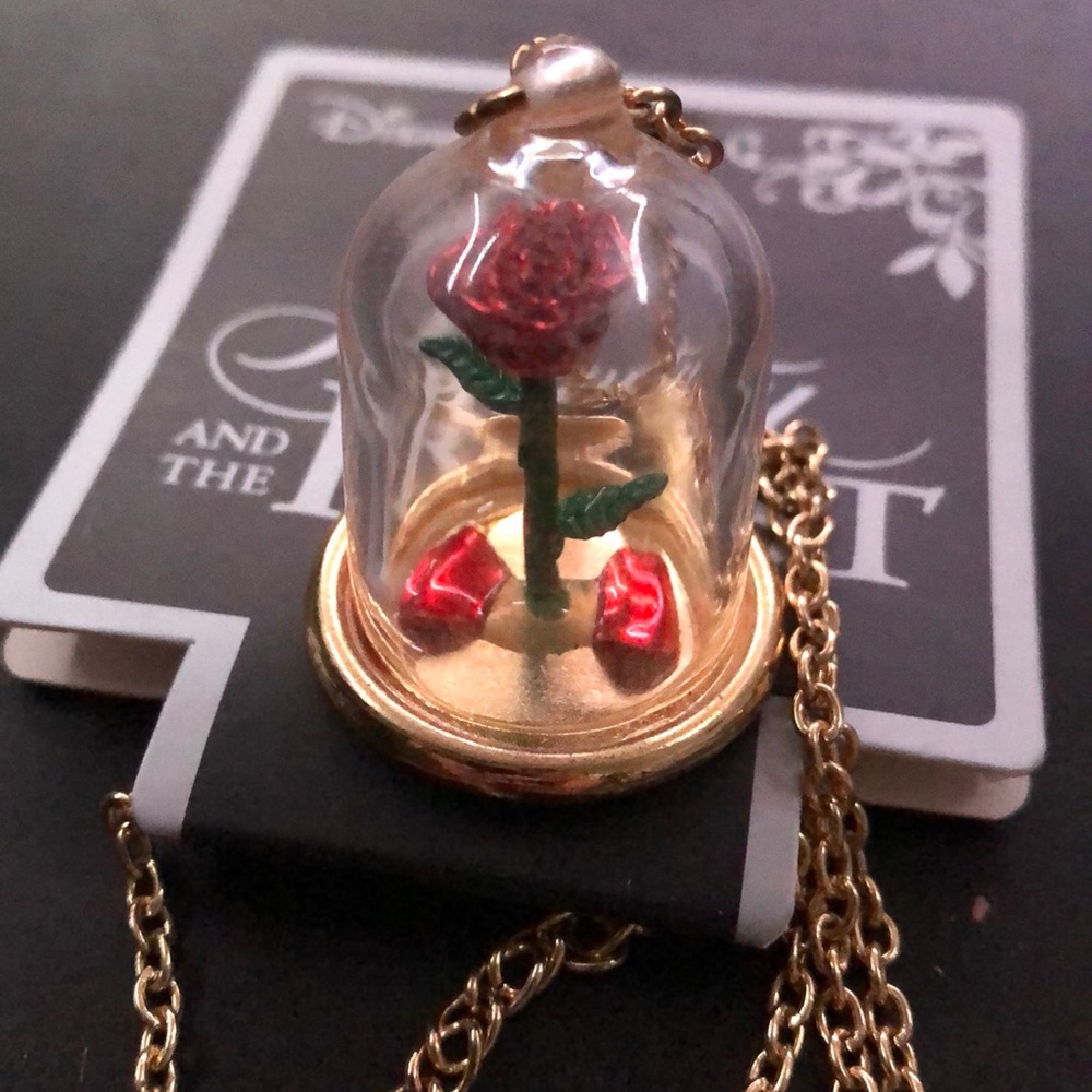 Disney Beauty and The Beast Rose Necklace (New)